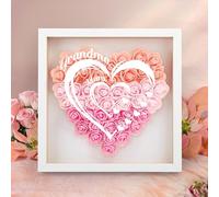 WMDIY Personalised Mothers Day Unique Gifts for Mum From Daughter Son Custom Heart Dried Flower Shadow Box Framed with Photo Names, Mothers Day, Valentines, Birthday Gifts for Mum MAMA Wife Women Her