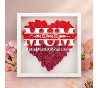 WMDIY Personalised Mothers Day Unique Gifts for Mum From Daughter Son Custom Heart Dried Flower Shadow Box Framed with Names, Mothers Day, Valentines, Birthday Gifts for Mum MAMA Wife Women Her