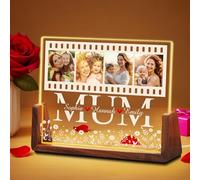 WMDIY Personalised Mothers Day Unique Gifts for Mum from Daughter Son Kids, Customised Acrylic Plaque Night Light with Photo, Custom LED Picture Frame, Personalised Christmas Birthday Gifts for MAMA