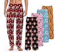 WMDIY Personalised Pyjamas Pants with Photo for Women Men, Custom Pajama Pants with Face, Personalised Christmas Pyjama Bottoms, Personalised Gifts for Him Her Wife Husband Couples