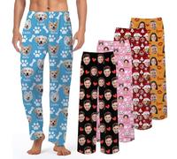 WMDIY Personalised Pyjamas Pants with Photo for Women Men, Custom Pajama Pants with Face, Personalised Christmas Pyjama Bottoms, Personalised Gifts for Him Her Wife Husband Couples