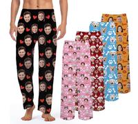 WMDIY Personalised Pyjamas Pants with Photo for Women Men, Custom Pajama Pants with Face, Personalised Christmas Pyjama Bottoms, Personalised Gifts for Him Her Wife Husband Couples