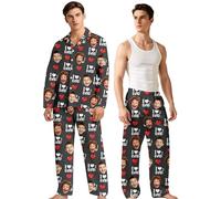 WMDIY Personalised Pyjamas Set with Photo for Dad from Daughter Son, Personalised PJS, Custom Face Pyjama Bottoms for Men, Personalized Christmas Unique Birthday Gifts for Daddy Papa Husband
