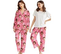 WMDIY Personalised Pyjamas Set with Photo for Mum from Daughter Son, Personalised PJS, Custom Face Pyjama Bottoms for Women, Personalized Christmas Unique Birthday Gifts for Mama Mummy Wife