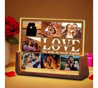 WMDIY Personalised Valentines Unique Gifts for Girlfriend Boyfriend, Customised Acrylic Plaque Night Light, Custom LED Picture Frame, Personalised Christmas Birthday Photo Gifts for Her Him Couples