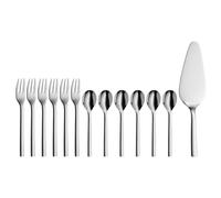 WMF 1291376040 Fruit Knife and Fork Set of 13 for 6 People Nuova Cromargan Stainless Steel Polished Silver 25.3 x 12.5 x 3 cm