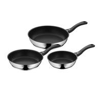 WMF 3-piece frying pan, coated frying pan with handle, diameter 20/24/28 cm, Devil Cromargan frying pan with stainless steel handle, stainless ceramic suitable for induction cookers and hand wash.