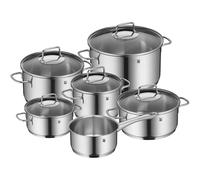 WMF 6-Piece Saucepan Set Astoria Pouring Rim, Glass Lid, Cromargan® Polished Stainless Steel, Suitable for Induction Cookers, Dishwasher Safe No. 780166040