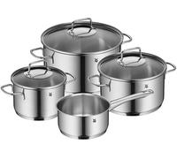 WMF Astoria 4-Piece Cookware Set, Tall Pots with Lids (16/24 cm), Low Pot with Lid (20 cm), Saucepan (16 cm), Polished Cromargan Stainless Steel, Suitable for Induction