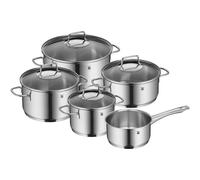 WMF Pot Set 5-Piece Astoria Pouring Rim Glass Lid Cromargan Stainless Steel Polished Suitable for Induction Hobs Dishwasher-Safe