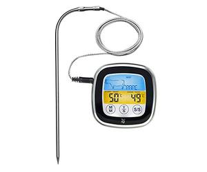 WMF BBQ digital thermometer, grill thermometer with 5 cooking levels, LED touch display, timer, magnetic holder
