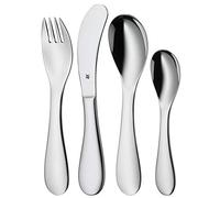 WMF children Cutlery set 4-pieces Knuddel Cromargan 18/10 stainless steel brushed suitable from 3 years engraved cutlery