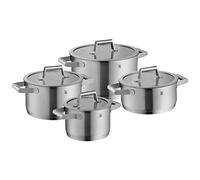 WMF Comfort Line 4-Piece Induction Saucepan Set with Glass Lid, Matt Cromargan Stainless Steel, Scale, Induction Pots Set, Stackable, Uncoated