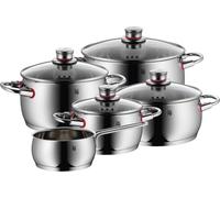WMF Pot Set 5-Piece Quality One Steam Vent Glass Lid Cromargan® Stainless Steel Polished Suitable for Induction Hobs Dishwasher-Safe, Silver, 56.7 x 29.5 x 29.3 cm