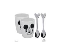 WMF Disney Mickey Mouse Mugs Set M, 2 Cups with Spoons, Porcelain, Polished Cromargan Stainless Steel, Dishwasher Safe