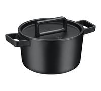 WMF Flavour Roasting Dish 22 cm, Cast Iron Induction Casserole Dish, Cast Iron Cookware, Enamelled, Cast Iron Pot, Cast Iron Lid, Dutch Oven, Lid with Condensation Nubs, Modern Elegance, Black
