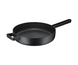 WMF Flavour Sauté Pan, 28 cm, Induction, Serving Pan, Cast Iron Induction, Enamelled Cast Iron, High Rim, Oven-Safe, Modern Elegance, Black