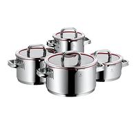 WMF Function 4 Lid with 4 Pouring Functions Hollow Handles Cromargan Pot Set, Silver, 4-Piece