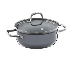 WMF Fusiontec Essential Cooking Pot Large 20 cm Glass Lid Stewing Pot Induction 2.4 L High-Tech Ceramic Scratch-Resistant Uncoated Grey Made in Germany
