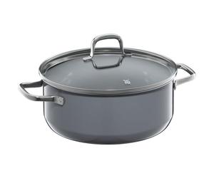 WMF Fusiontec Essential Cooking Pot Large 24 cm Glass Lid Stewing Pot Induction 4.4 L High-Tech Ceramic Scratch-Resistant Uncoated Grey Made in Germany