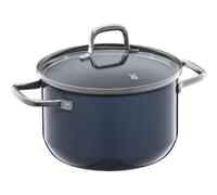 WMF Fusiontec Essential Large Cooking Pot, 20 cm, Glass Lid, Induction Cooking Pot, 3.7 L, High-Tech Ceramic, Scratch-Resistant, Uncoated, Dark Blue, Made in Germany