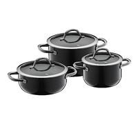 WMF Fusiontec Inspire Induction 3-Piece Saucepan Set with Glass Lid, Induction Pots Set, High-Tech Ceramic, Scratch-Resistant, Uncoated, Black