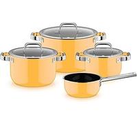 WMF Fusiontec Mineral Pro 0519085290 4-Piece Saucepan Set, Durable, Scratch-Resistant Material, Induction Cookers, Suitable for All Hob Types, Made in Germany, Mango Yellow