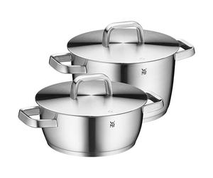 WMF Iconic Induction 2-Piece Saucepan Set with Metal Lid, Polished Cromargan Stainless Steel, Induction Pots Set, Uncoated
