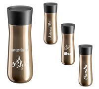 WMF Impuls Insulated Mug with Personalised Engraving - Thermal Mug 350 ml, 360° Drinking Opening, Coffee Mug to Go, Silver - Gold (Earth)