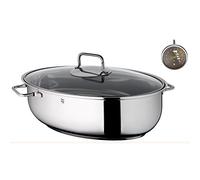 WMF Induction Roasting Dish 7.8 L Oval 38 x 26 x 12cm with Thermometer Glass Lid Cromargan Stainless Steel Oven-Proof