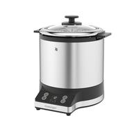 WMF KITCHENminis 0415260011 Rice Cooker Capacity 1 L (250 g) Cooking Rice Cereals Vegetables (Steamer Basket Included) Elegant & Compact Stainless Steel Design Timer & Keep Warm