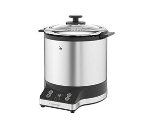 WMF KITCHENminis 0415260011 Rice Cooker Capacity 1 L (250 g) Cooking Rice Cereals Vegetables (Steamer Basket Included) Elegant & Compact Stainless Steel Design Timer & Keep Warm