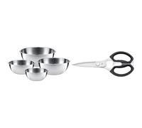 WMF Küchenschüssel Gourmet Set 4 TLG. 0645709990 & Professional Plus Kitchen Scissors and Bottle/Jar Opener, Stainless Steel