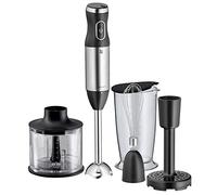 WMF Kult X Hand Blender Set 5-Piece Puree Bar Whisk Pestle Chopper 600 Watt Magic Wand incl. 700 ml Mixing Holder Stainless Steel Matt