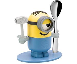 WMF Minions Egg Cup with Spoon Plastic Cromargan Polished Stainless Steel Dishwasher Safe Yellow Blue Without Engraving