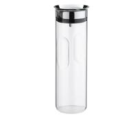WMF Motion Water Carafe 1.25 Litres Height 29 cm Glass Carafe Closeup Silicone Lid Lock Handle Dishwasher Safe, Silver, 9.8 cm