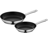 WMF Nordic Professional Induction Frying Pan Set, 2 Pieces, Frying Pan Induction 24, 28 cm, Non-Stick Coating, Oven-Safe, Drip-Free, Cromargan Stainless Steel Frying Pan, Suitable for All Hobs