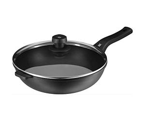 WMF Permadur Premium Wok 30 cm Induction Glass Lid with Steam Opening Aluminium Coated