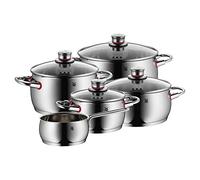 WMF Pot Set 5-Piece Quality One Steam Vent Glass Lid Cromargan® Stainless Steel Polished Suitable for Induction Hobs Dishwasher-Safe, Silver, 56.7 x 29.5 x 29.3 cm
