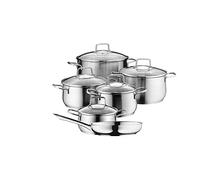 WMF Pot Set with Brilliant Pouring Rim Glass Lid, Silver, 6-Piece