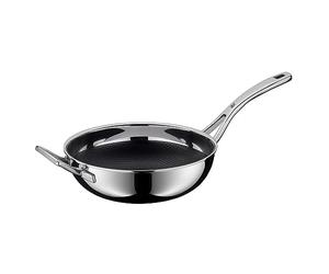 WMF Professional Resist Wok Diameter Multi-layer Material Fully Coated Honeycomb Structure Plastic Handle Suitable for Induction Cookers Black Fully coated Black stainless steel, 28 cm