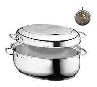 WMF roaster with lid, oven-safe, 8.5 l, induction roaster, Cromargan stainless steel, induction lid, roasting thermometer, 41x28x18.5 cm