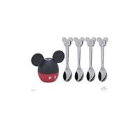 WMF Set of 5 Salt shakers with 4 Spoons, Dishwasher Safe, Stainless Steel, Silver, 10 x 7.5 x 7.5 cm