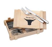 WMF Steak Cutlery Set 12-Piece for 6 People in Wooden Box Cromargan Stainless Steel Polished