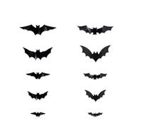 WMFASBAG 12PCS LED Lighted Black Bats 3D Wall Sticker for Home Window Party Room Decor