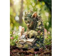 WMFASBAG Garden Decorative Stake Fairy Tale Troll with Book 2D Flat Acrylic Yard Sign Waterproof Funny Decorative Sculpture Outdoor Garden Lawn Decoration