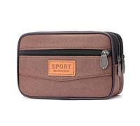 WMFASBAG Men Outdoor Sports Waist Bag with Multi Pockets Canvas Slim Purse Pocket Bag Change Pouch for Coins for Gift