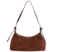 WMFASBAG Retro Suede Handbag Purse Shoulder Bag for Women Work Travel Daily (Light Brown)