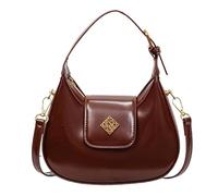 WMFASBAG U Leather Crescent Handbag Exquisite Sling Bag Casual Shoulder Bag (Light Brown)
