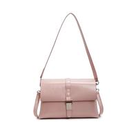 WMFASBAG Women All-Match Shoulder Bag PU Leather Crossbody Bag Simple Flap Bag (Pink)
